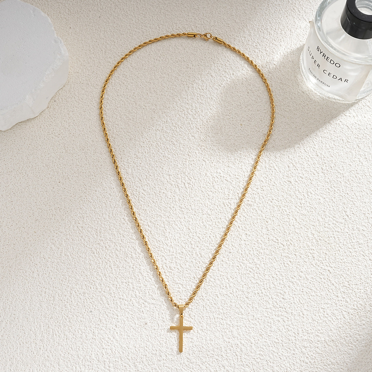 Men's Twist Chain Cross Necklace