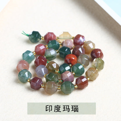 Crystal agate cut olive beads loose beads