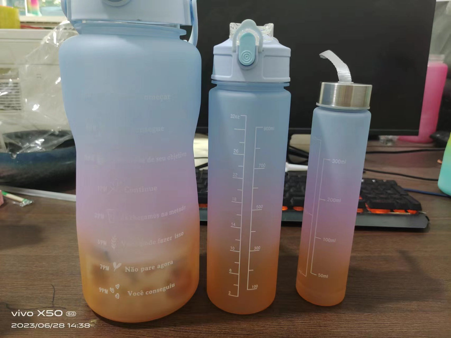 Gradient Color Three-Piece Plastic Bottle Set