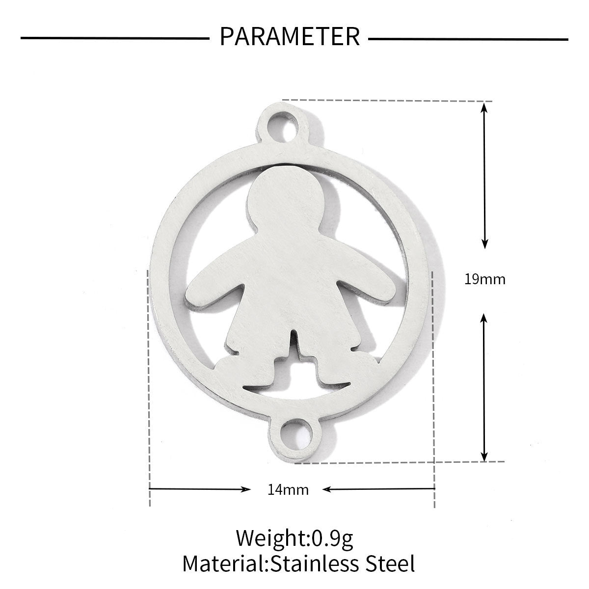 20 pcs/bag boy girl family titanium steel d pendant