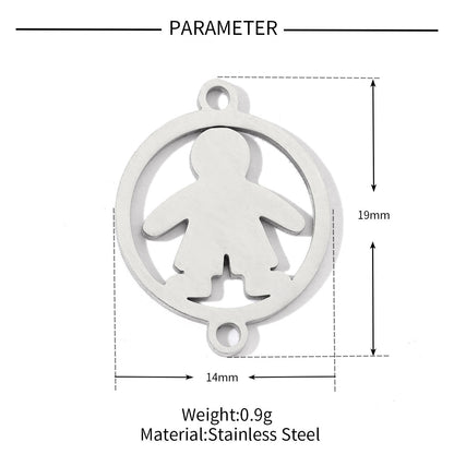 20 pcs/bag boy girl family titanium steel d pendant