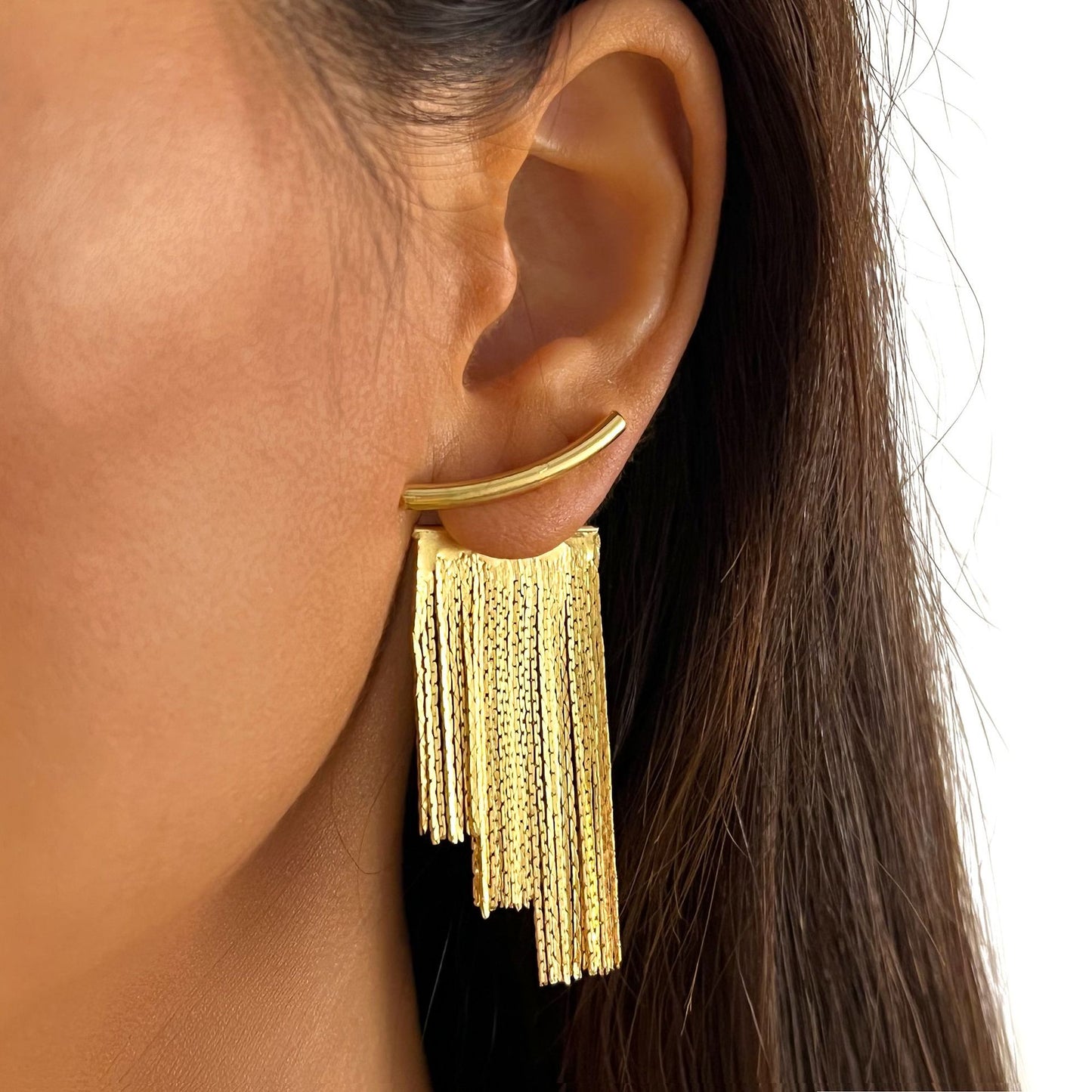 Geometric Fringe Chain Earrings