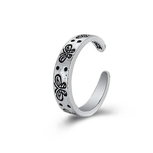 Retro Engraved Butterfly Ring