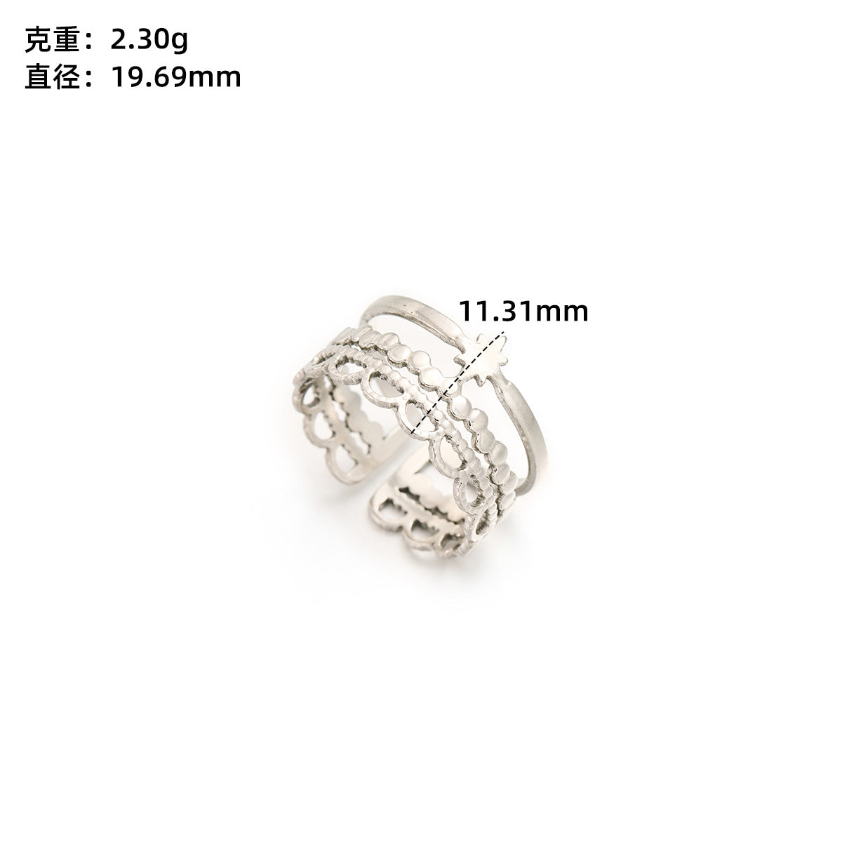 Stainless steel love open ring