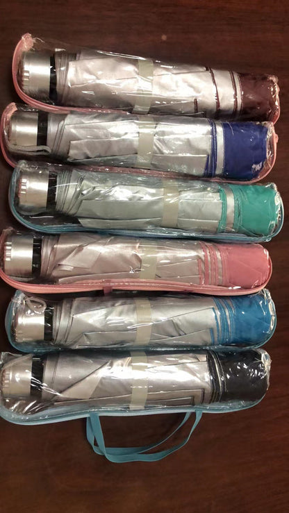 Sombrilla con revestimiento de plata de tres pliegues 