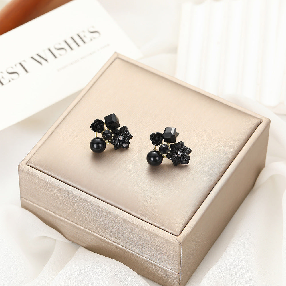 Pendientes de flores de cristal morado 