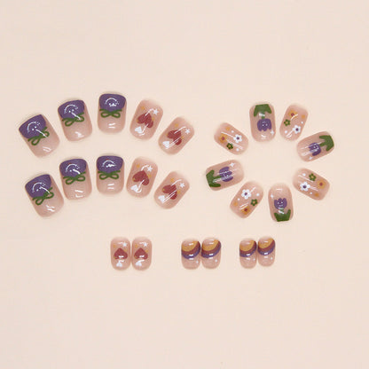 Spring Summer Rainbow Heart Nails