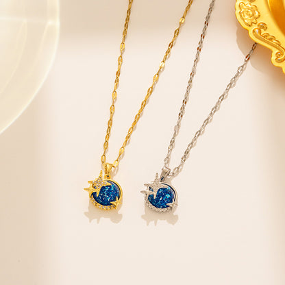 Cosmic Planet Necklace, Minimalist Asteroid Choker for Women