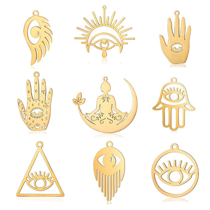 5 pcs/bag eye palm titanium steel pendant fashion