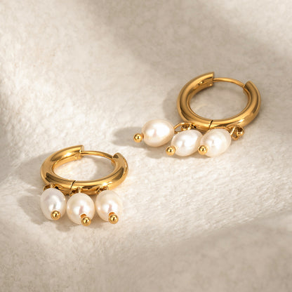 Stainless steel pearl earrings
