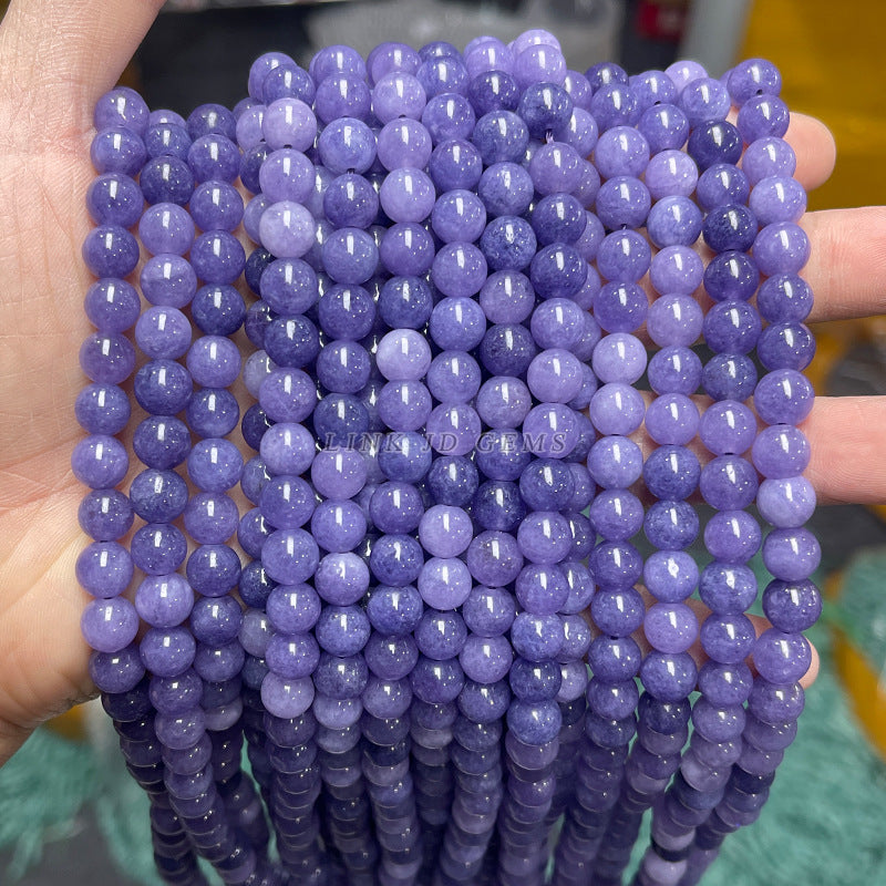 Purple Aquamarine Loose Beads Chalcedony Round Beads