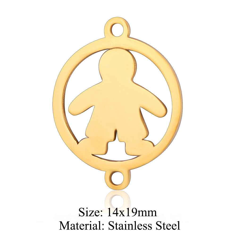 5 pcs/titanium steel jewelry pendant family baby feet