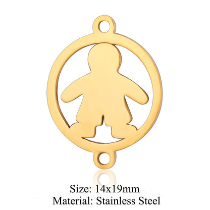 5 pcs/titanium steel jewelry pendant family baby feet