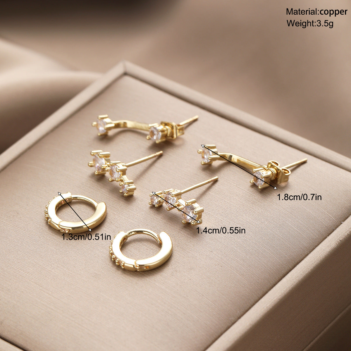 Zircon Stud Earring Set