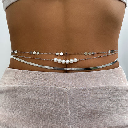 Three-layer metal wind versatile waist chain