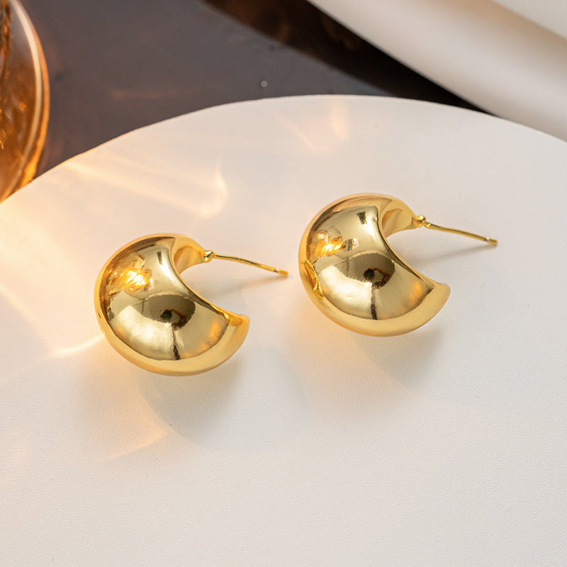 Geometric Bean Earrings Wholesale European American Fashion Metal Elegance