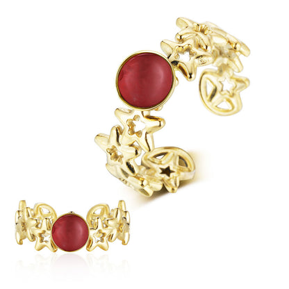 Dripping star love peach heart titanium steel ring