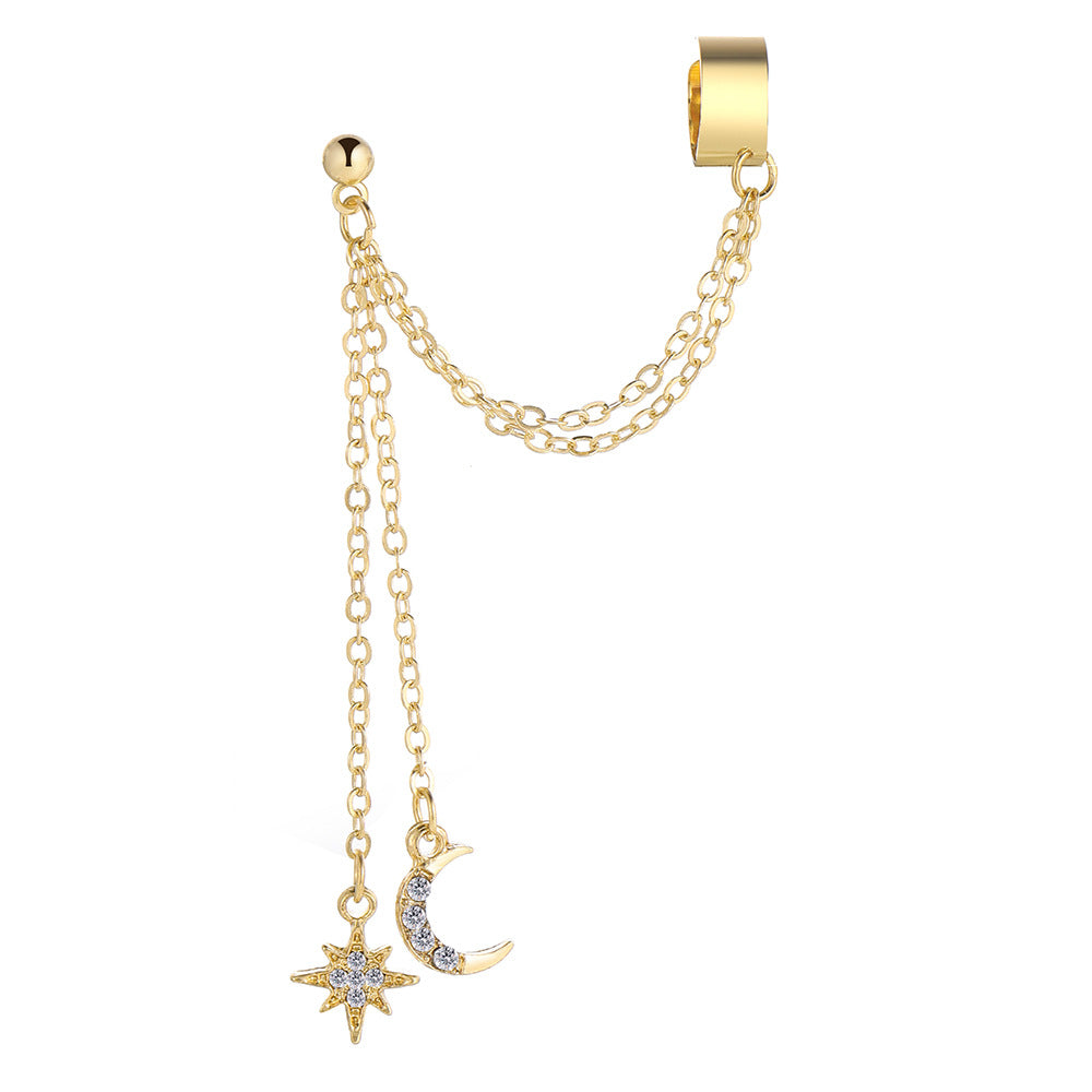 Diamond Pentagram Moon Ear Clip