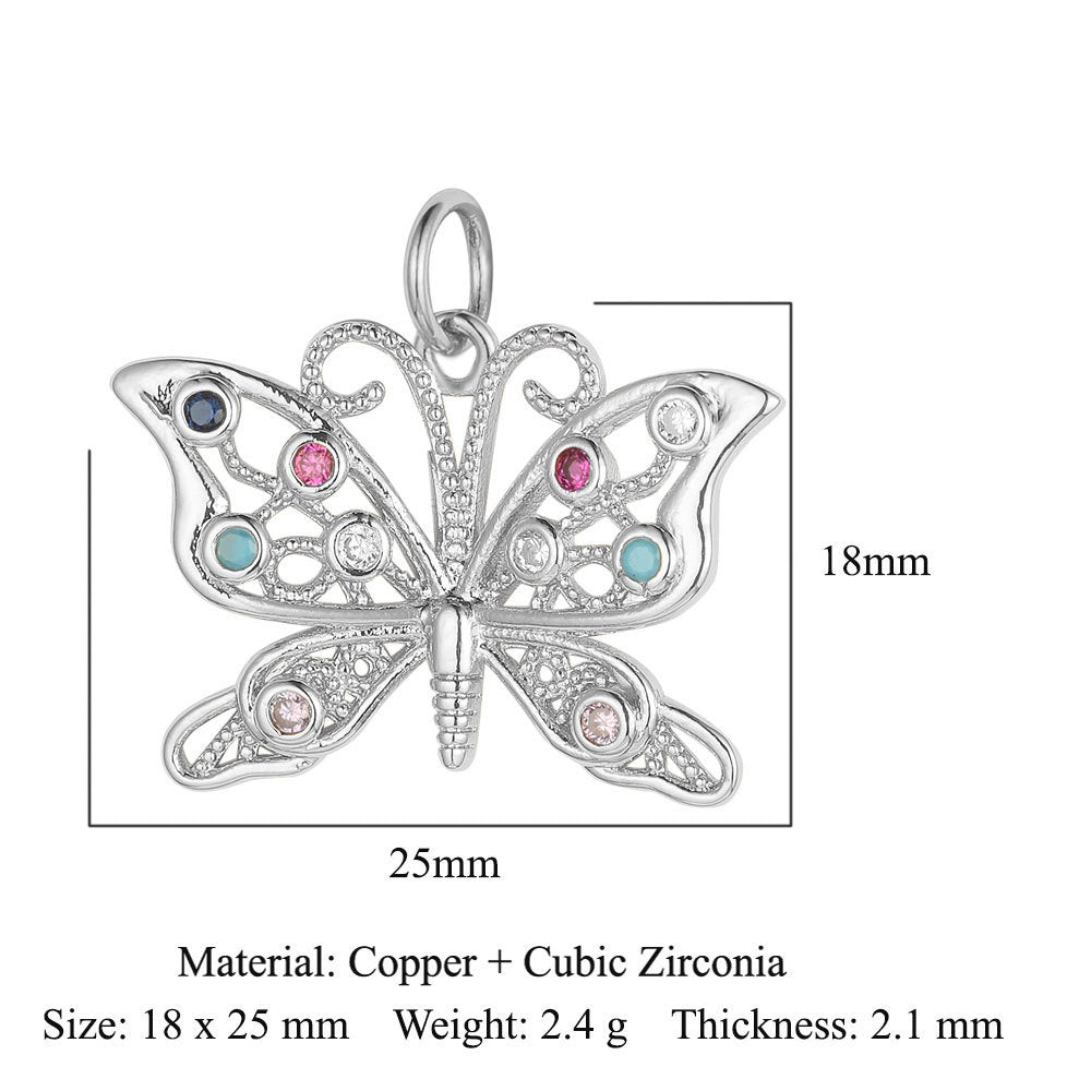 Copper zircon DIY jewelry accessories ins wind butterfly