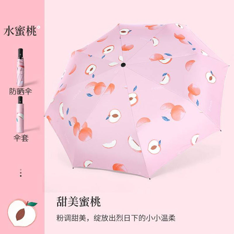 Automatic Fruit Umbrella Black Coated 3-Fold Umbrella