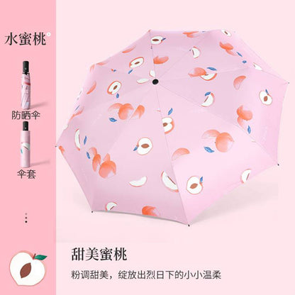 Automatic Fruit Umbrella Black Coated 3-Fold Umbrella