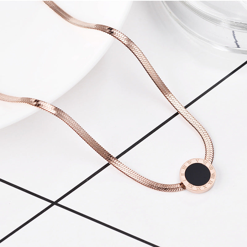 18K rose gold titanium steel necklace