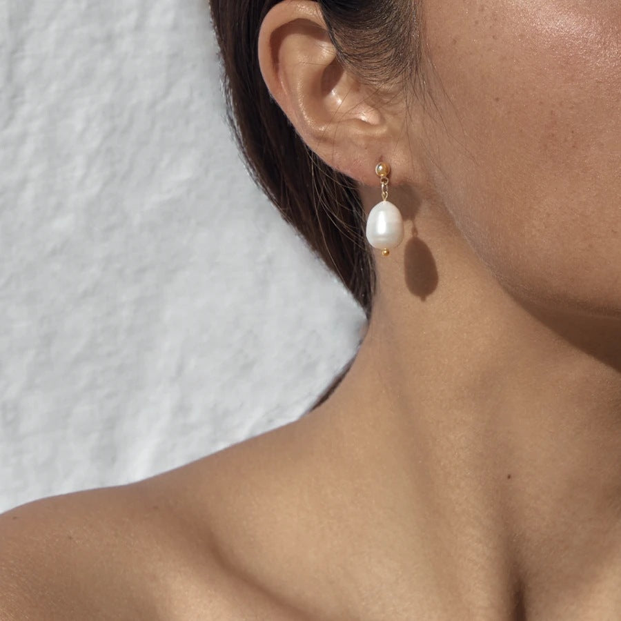 Stainless Steel Natural Bead Earrings