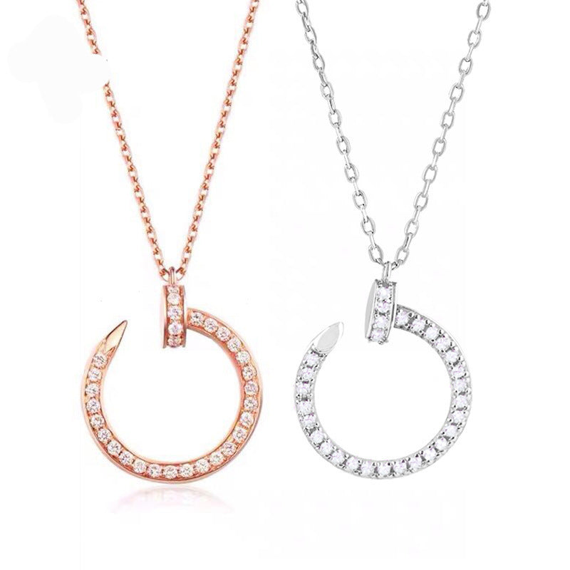 Nail Pendant Stainless-Steel Necklace with Dazzling Insect Charm