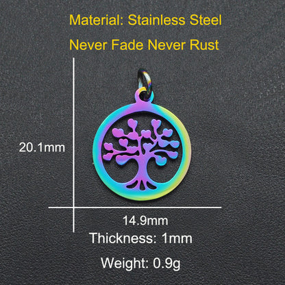 5 pcs/bag Coconut Tree Christmas Tree Titanium Steel Pendant