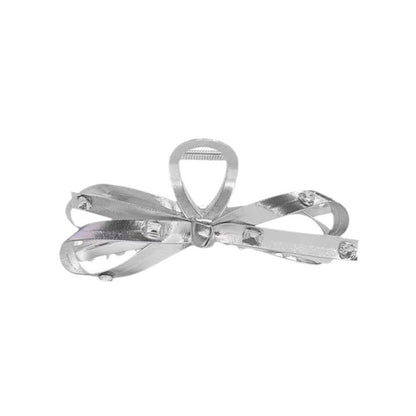 Large silver bow grab clip female