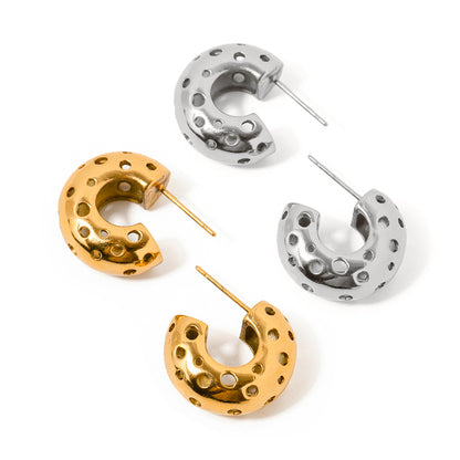 Round Hollow C Shape Earrings