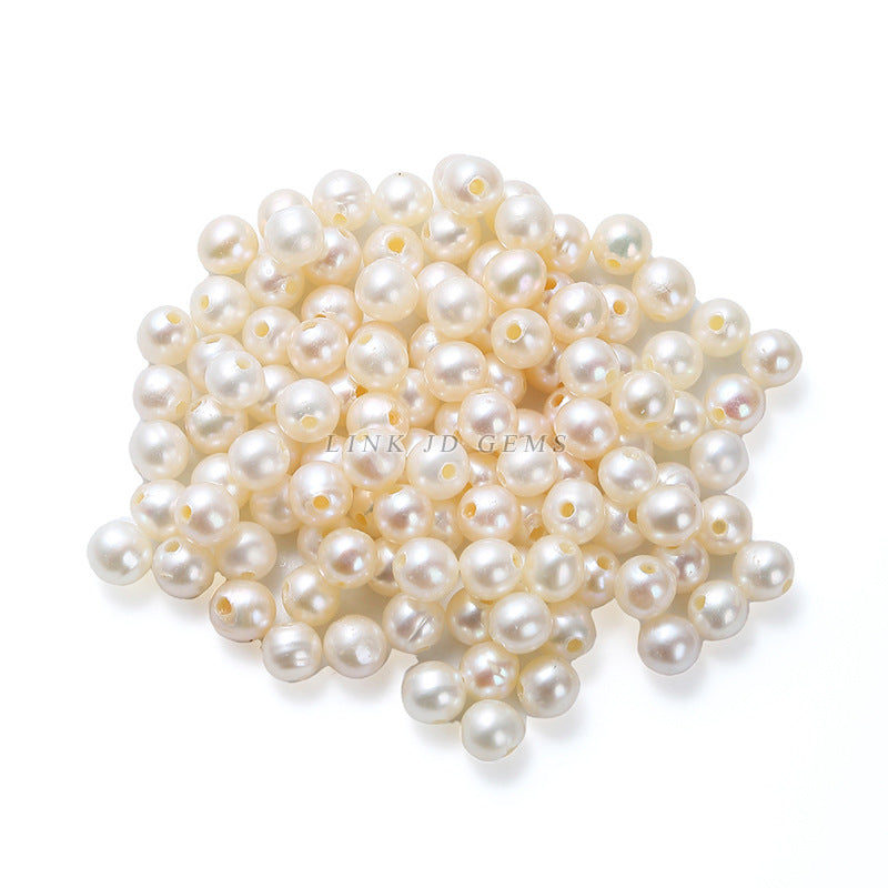 4-5Mm natural freshwater punched round macroporous pearl loose beads