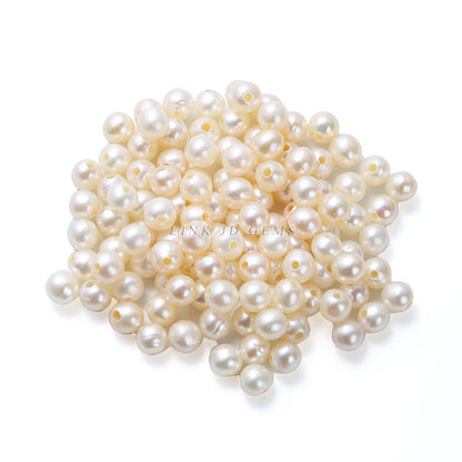 4-5Mm natural freshwater punched round macroporous pearl loose beads