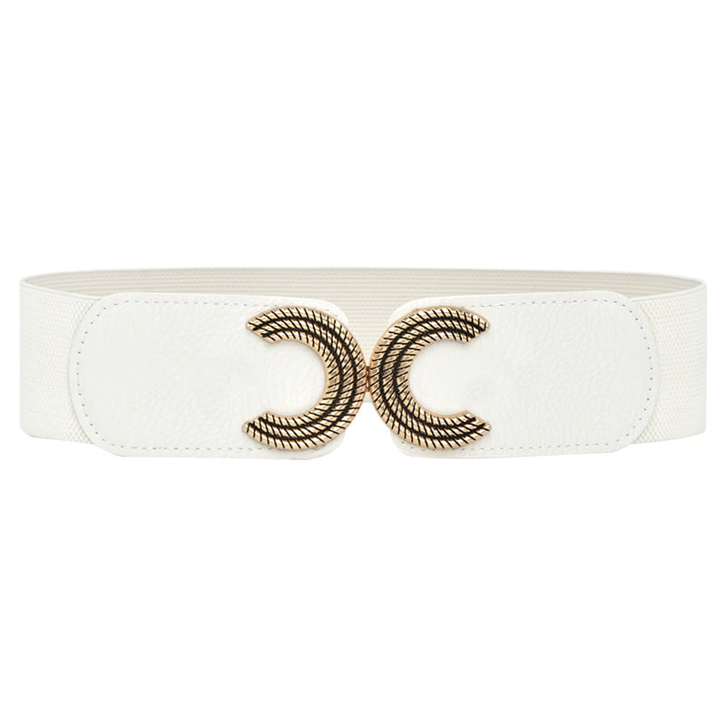 Elasticated toggle letter belt with elasticated waistband
