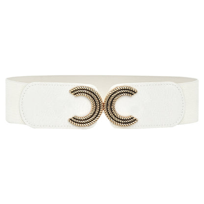 Elasticated toggle letter belt with elasticated waistband