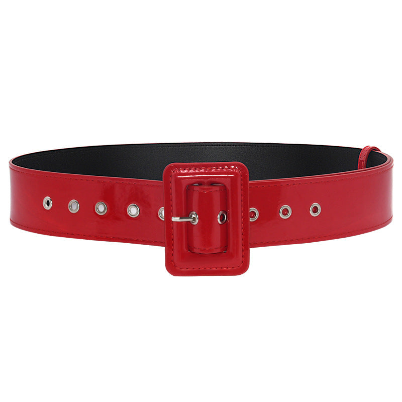 Fashion patent leather wide waist seal