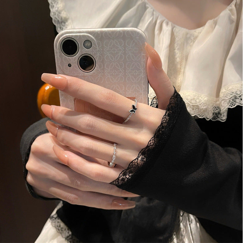 Black zircon butterfly ring