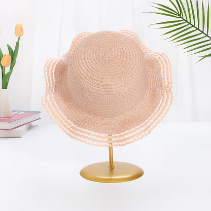 DIY Straw Hat Blank Summer Large Brim Wavy Sun Protection
