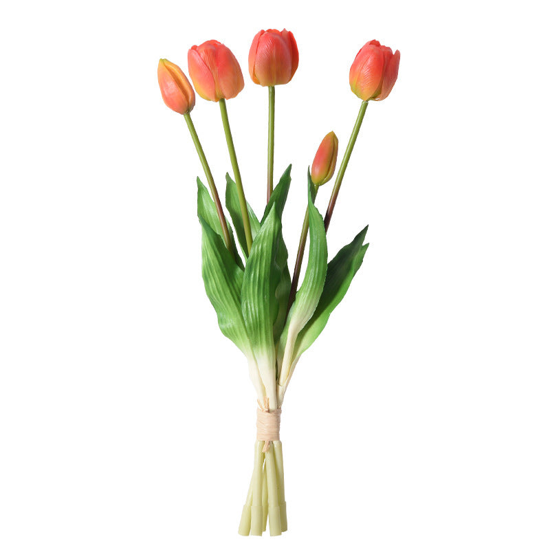 Simulación de ramo de tulipanes hidratante de 5 cabezas. 