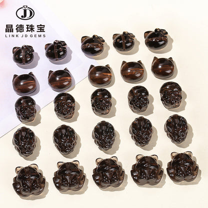 Obsidian carving ice obsidian nine-tailed fox loose beads