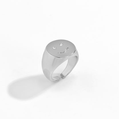 Geometric Adjustable Smiley Ring