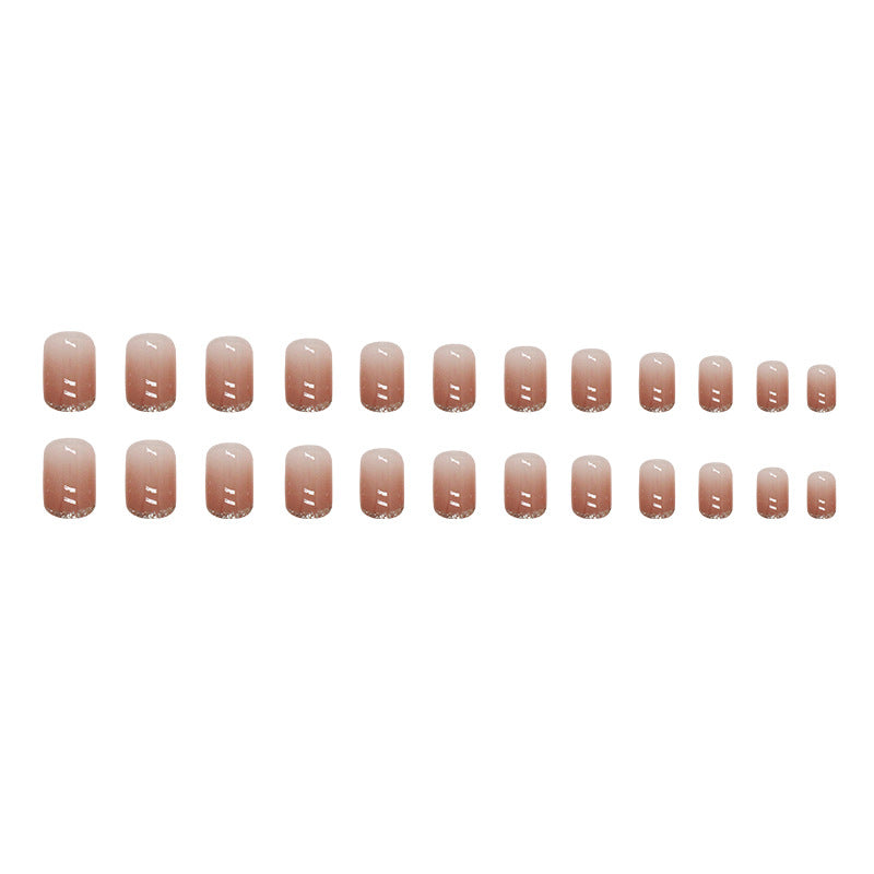 Short French Gradient Mocha Fake Nails