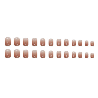 Short French Gradient Mocha Fake Nails
