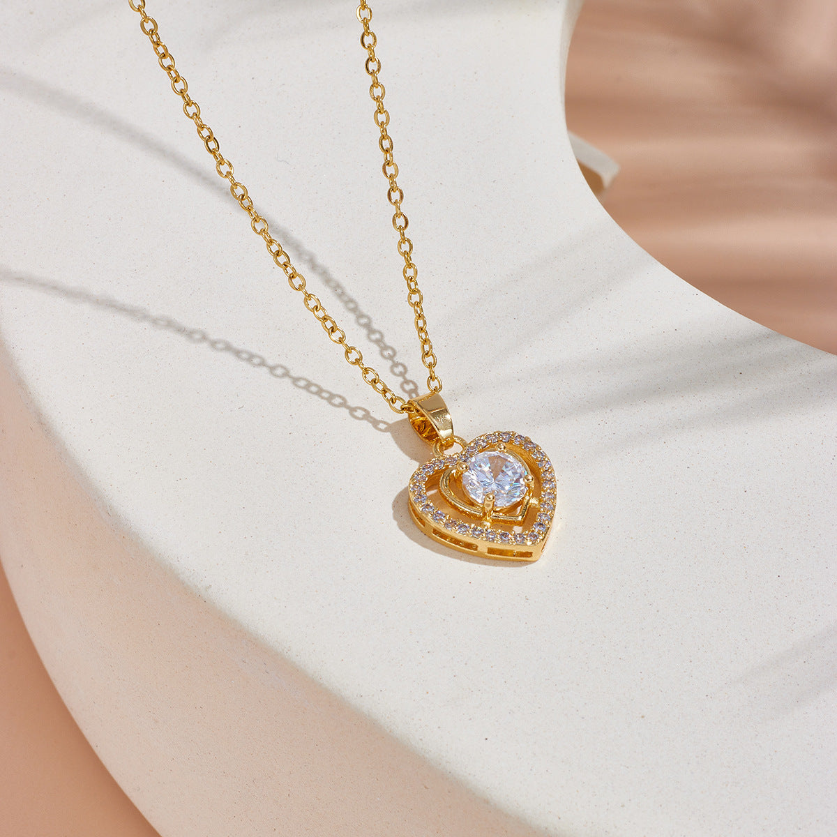 Women's Gold-Plated Titanium Steel Zircon Love Clavicle Necklace