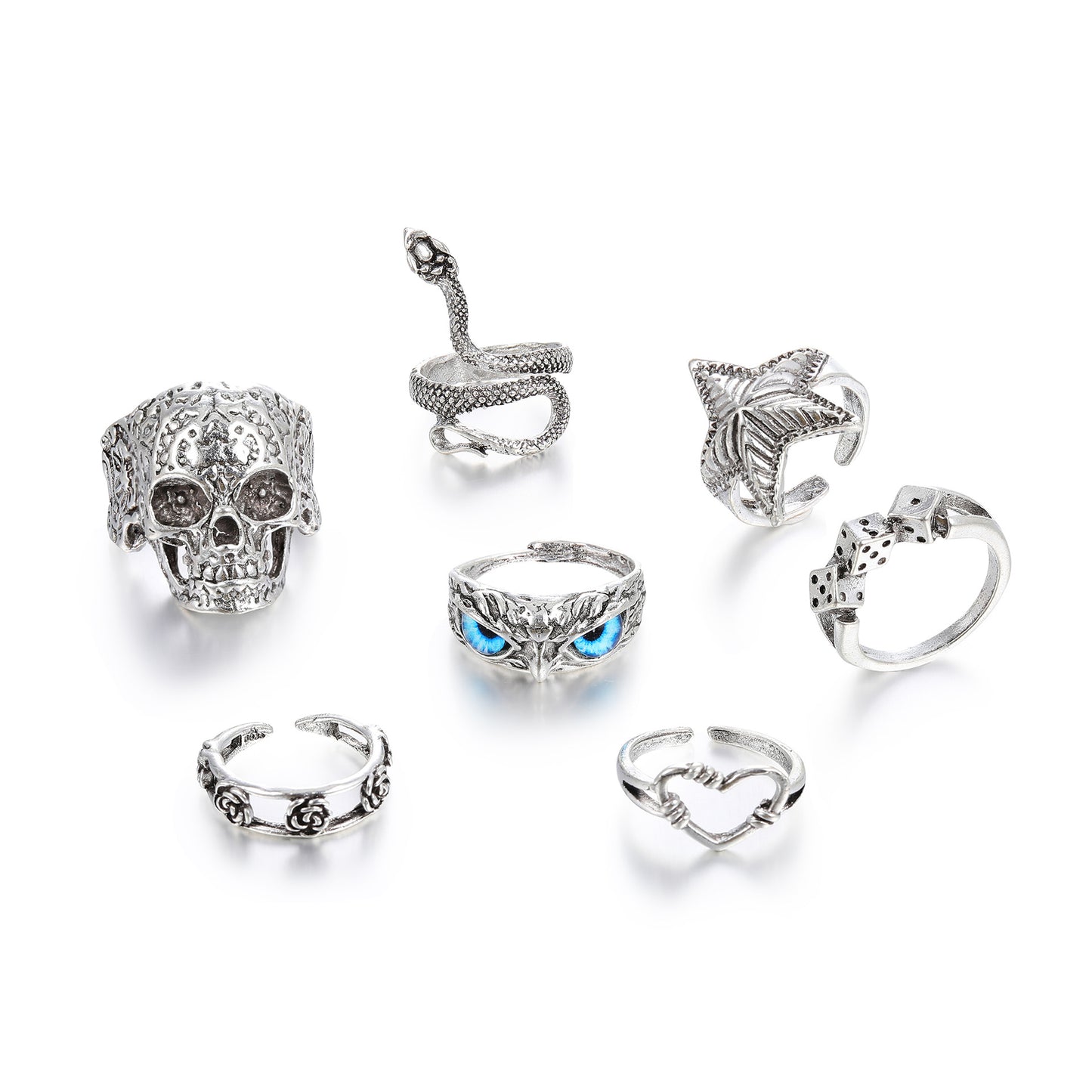 Skull Starfish Joint Ring Owl 7-piece Set