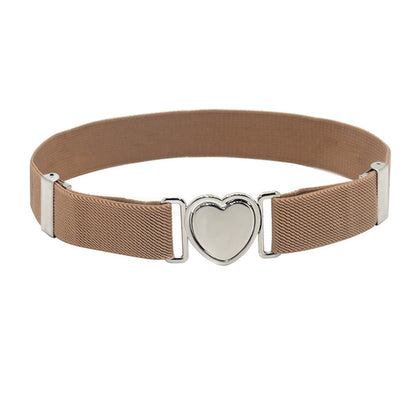 Silver Heart Buckle Adjustable Kids Belt