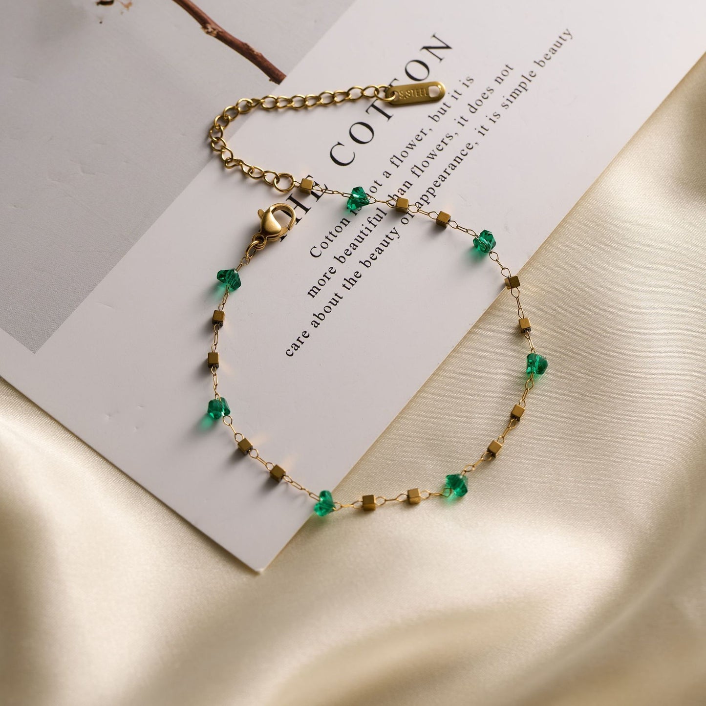 Women's Titanium Steel Natural Stone Necklace & Geometric Zircon Bracelet Set