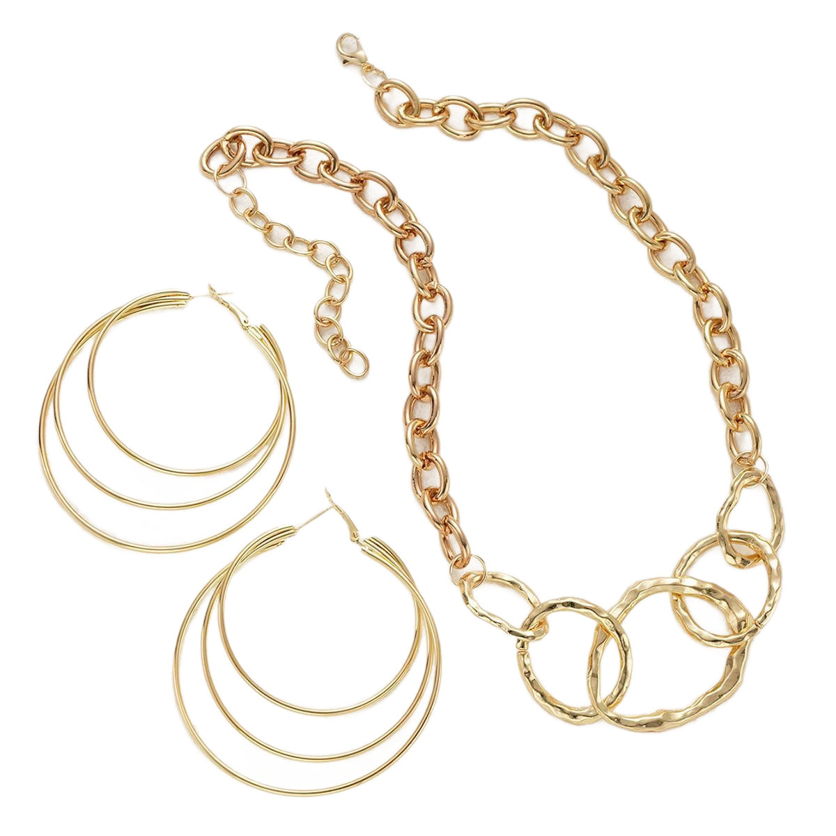 Irregular Cuban Chain Necklace & Earrings Set