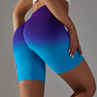 High-Stretch Gradient Shaping Peach Butt-Lifting High-Waist Fitness Shorts