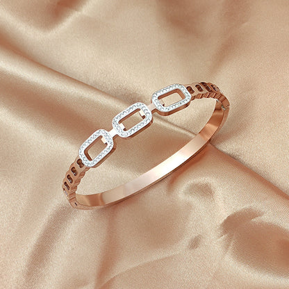 Oval with drill hollow titanium steel bracelet